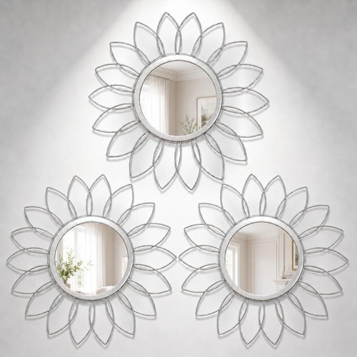 Silver flower mirror set - mirror,